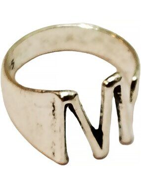 Silver Tone 'M' Initial Adjustable Ring - Style 400